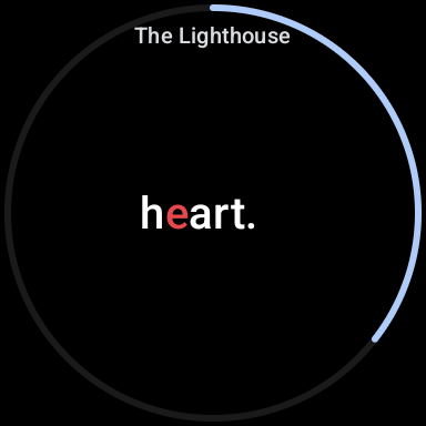 RSVP mode on a round watch face: a single word with its red ORP letter pinned in place